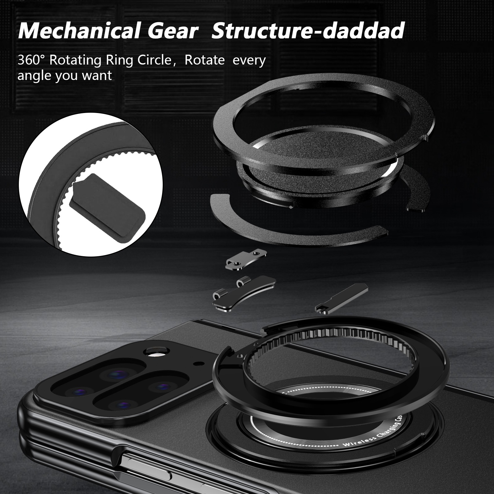 Compatible with Google Pixel 10/9 Fold foldable phone case, magnetic rotating stand, central axis case, full-coverage case.