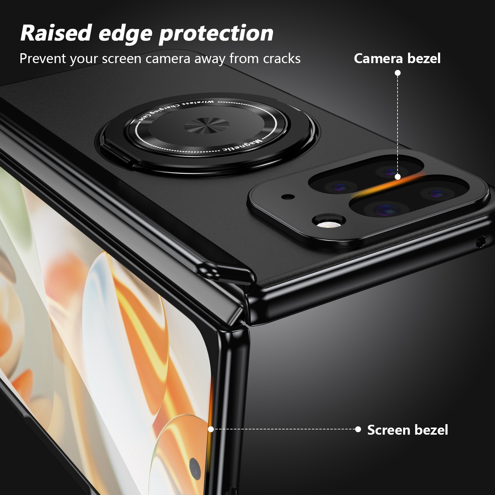 Compatible with Google Pixel 10/9 Fold foldable phone case, magnetic rotating stand, central axis case, full-coverage case.