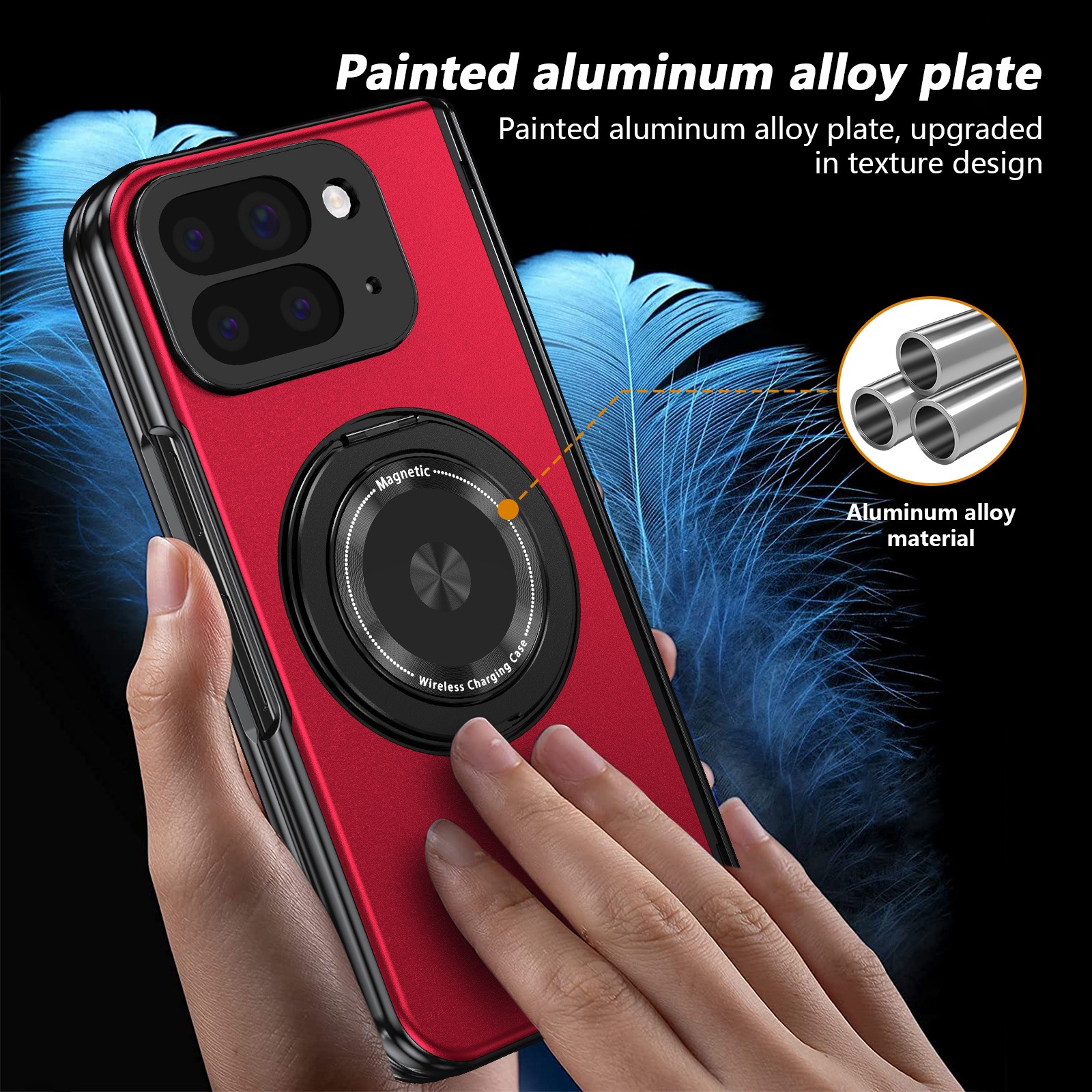 Compatible with Google Pixel 10/9 Fold foldable phone case, magnetic rotating stand, central axis case, full-coverage case.