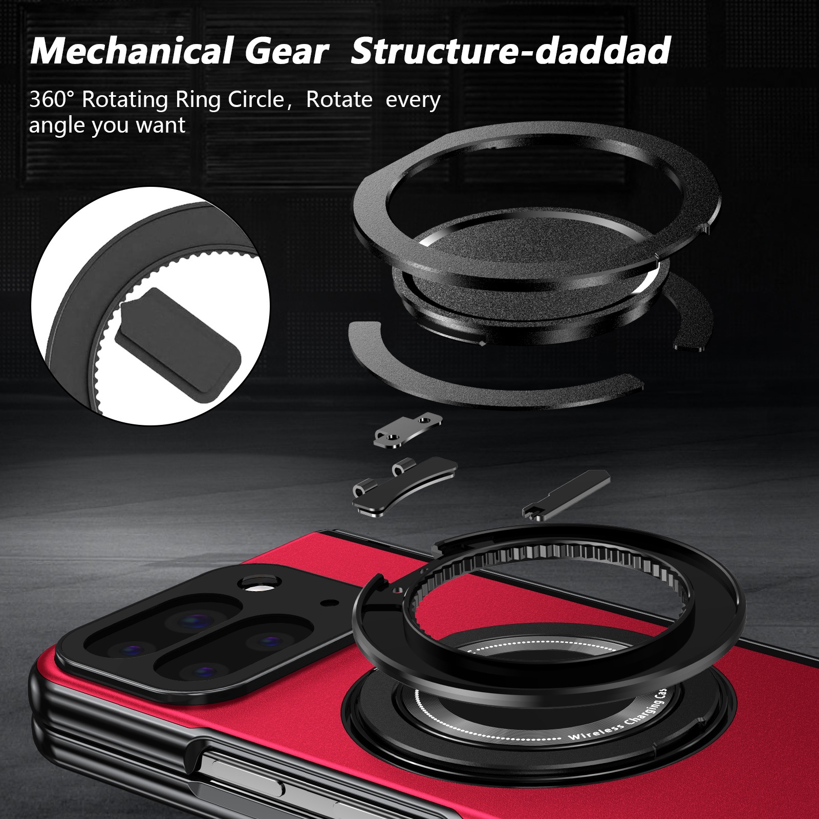 Compatible with Google Pixel 10/9 Fold foldable phone case, magnetic rotating stand, central axis case, full-coverage case.