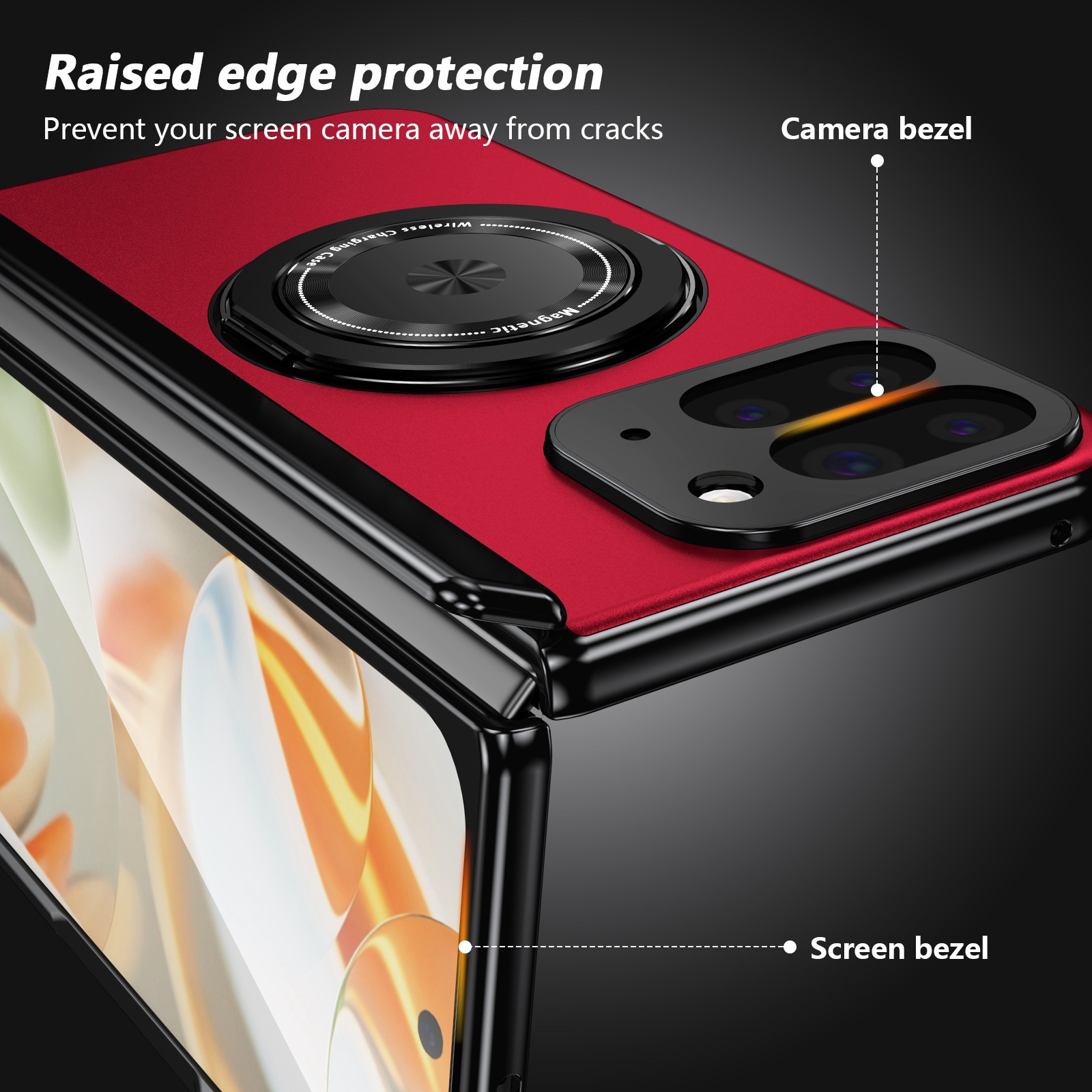 Compatible with Google Pixel 10/9 Fold foldable phone case, magnetic rotating stand, central axis case, full-coverage case.
