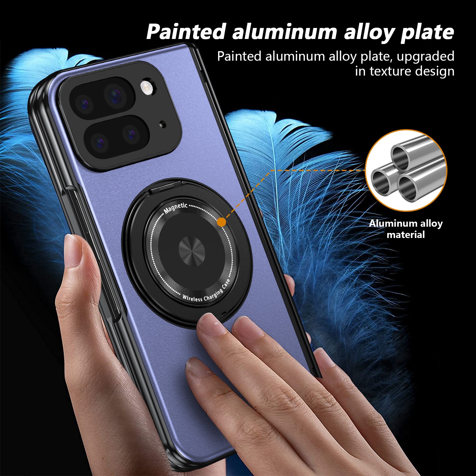 Compatible with Google Pixel 10/9 Fold foldable phone case, magnetic rotating stand, central axis case, full-coverage case.
