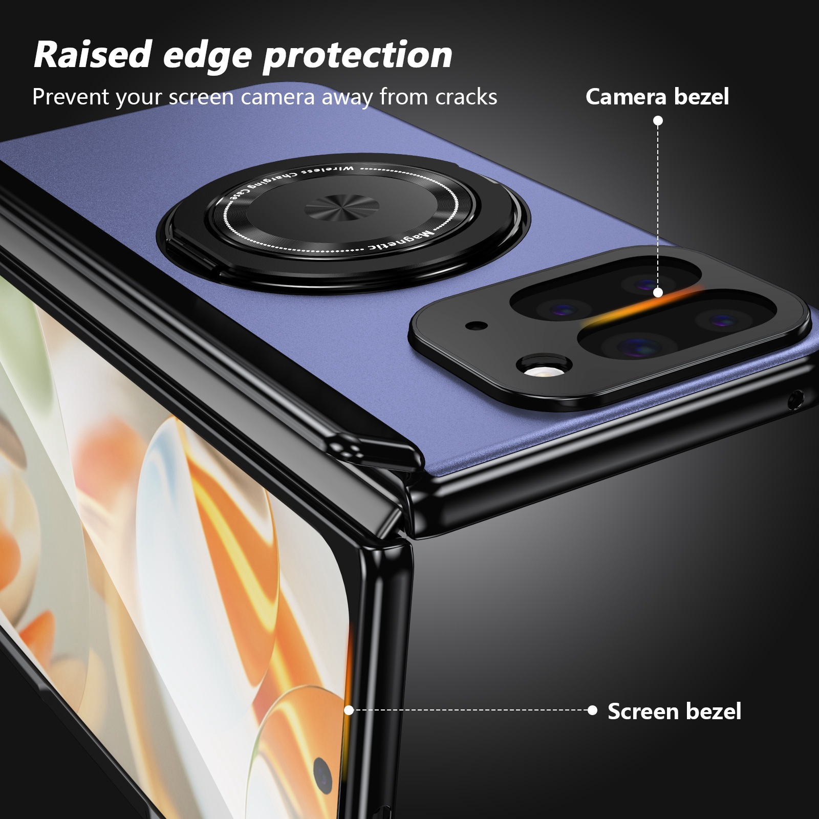 Compatible with Google Pixel 10/9 Fold foldable phone case, magnetic rotating stand, central axis case, full-coverage case.