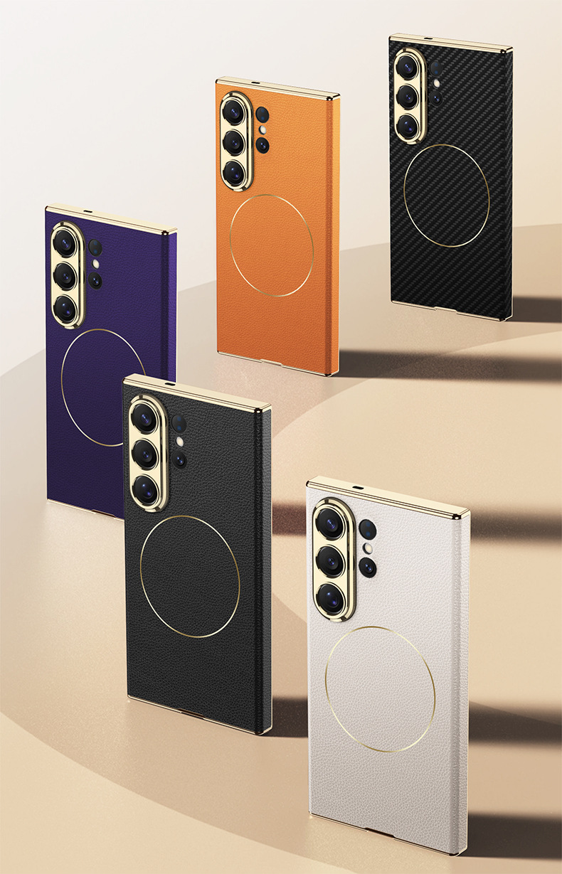 Compatible with Samsung S26 Ultra phone case, S25U electroplated curved leather, S24U wireless charging shockproof protective case