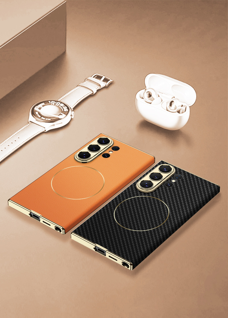 Compatible with Samsung S26 Ultra phone case, S25U electroplated curved leather, S24U wireless charging shockproof protective case