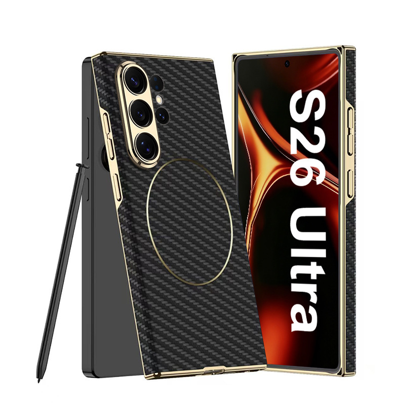 Compatible with Samsung S26 Ultra phone case, S25U electroplated curved leather, S24U wireless charging shockproof protective case