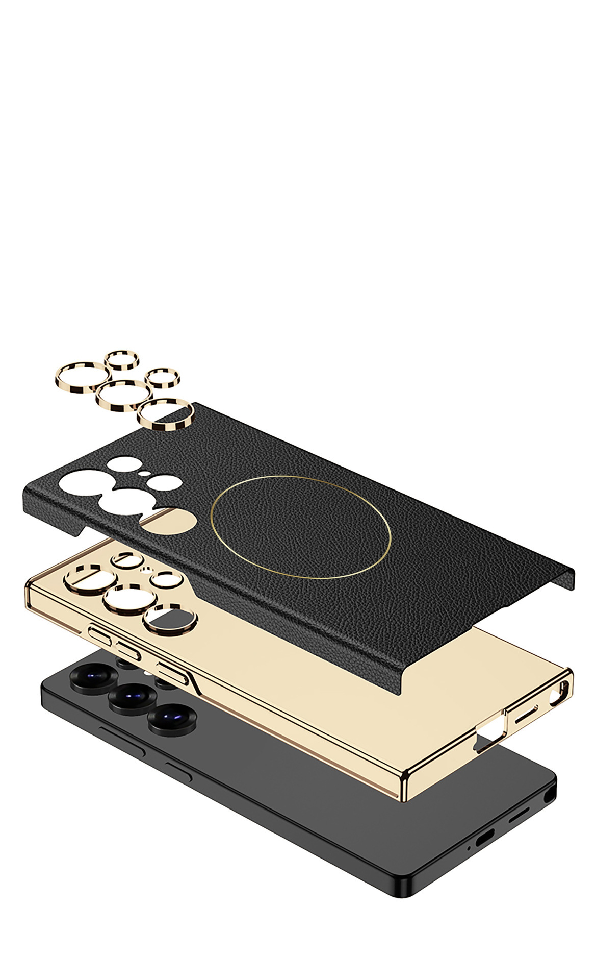 Compatible with Samsung S26 Ultra phone case, S25U electroplated curved leather, S24U wireless charging shockproof protective case
