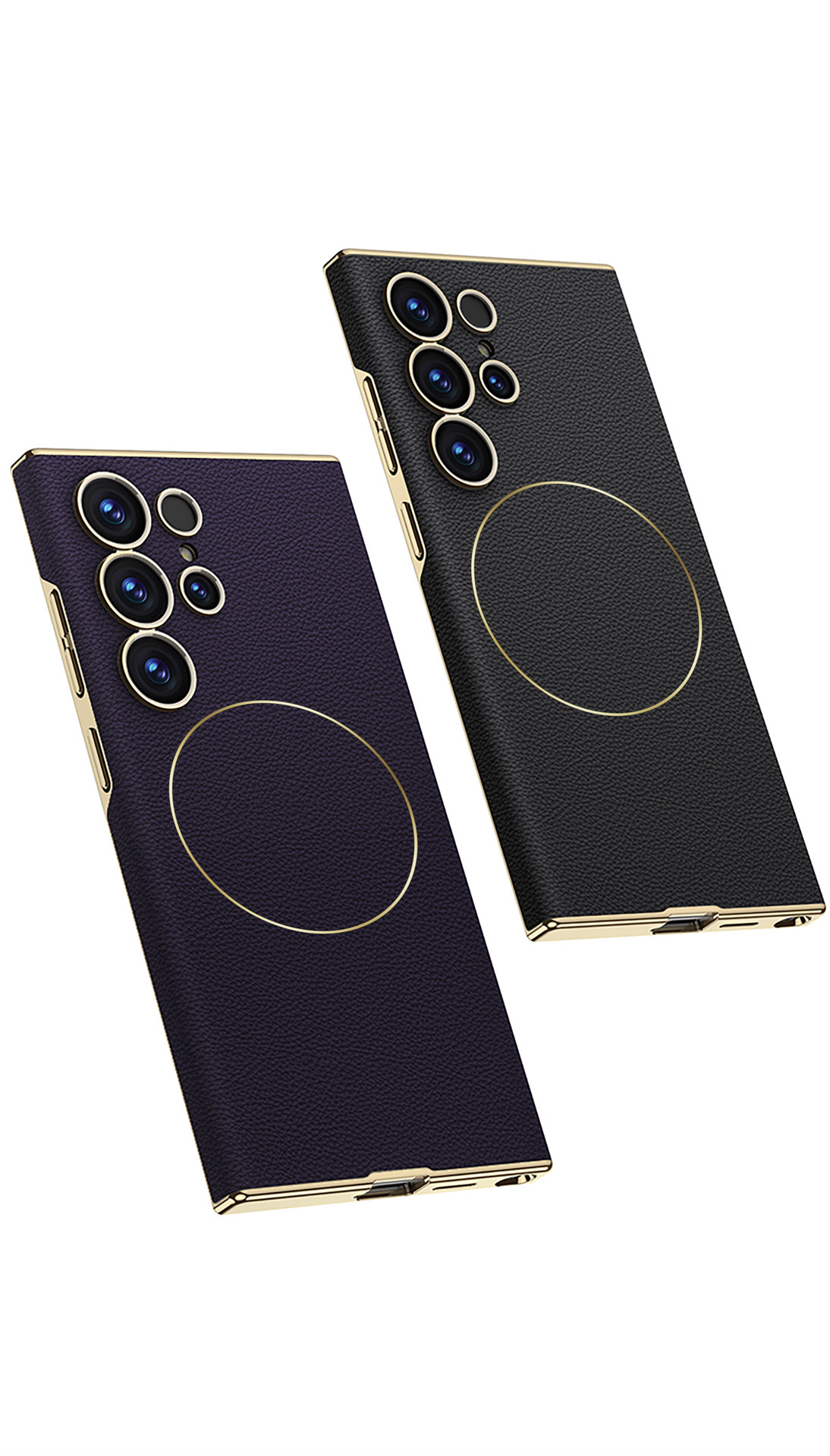 Compatible with Samsung S26 Ultra phone case, S25U electroplated curved leather, S24U wireless charging shockproof protective case
