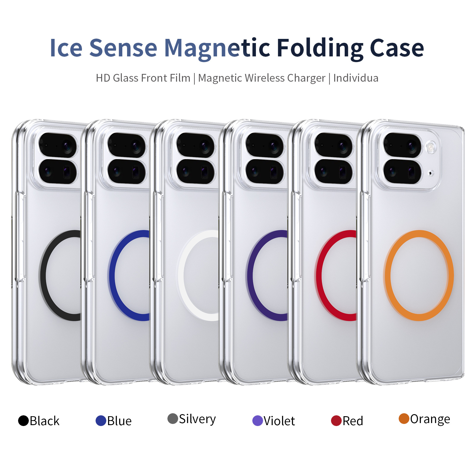 Compatible with Google Pixel 10/9pro Fold phone case, magnetic wireless charging case, screen protector, all-in-one transparent protective case