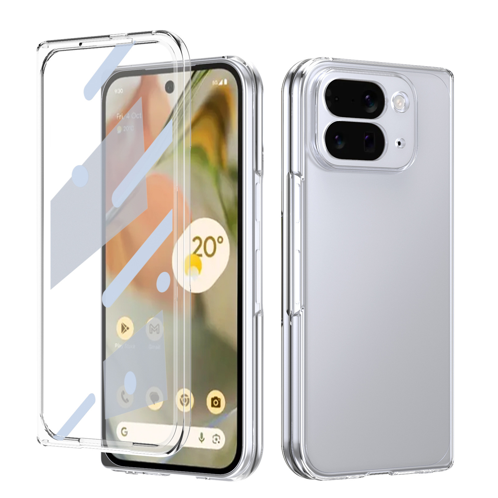 Compatible with Google Pixel 10/9pro Fold phone case, magnetic wireless charging case, screen protector, all-in-one transparent protective case