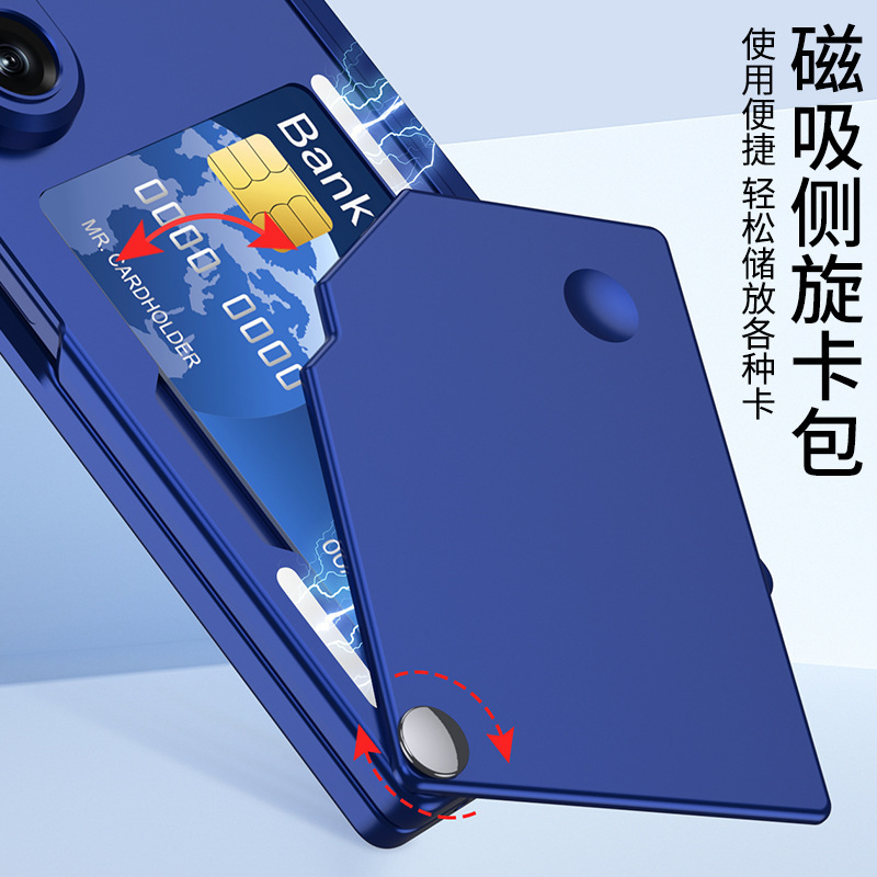 Compatible with Samsung Z Fold7 phone case, rotating card holder, magnetic hinge, full-coverage drop-proof protective case