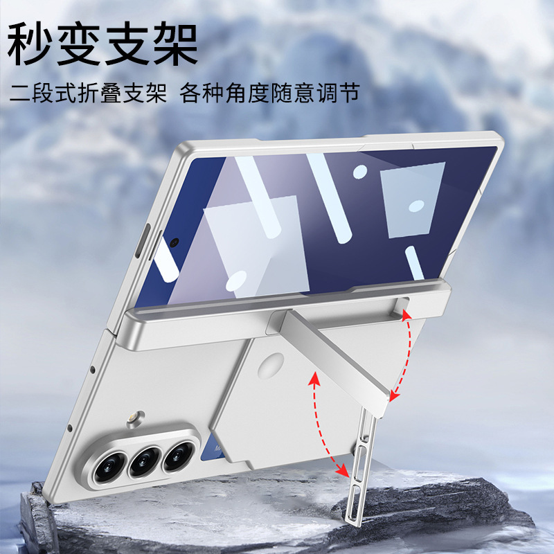 Compatible with Samsung Z Fold7 phone case, rotating card holder, magnetic hinge, full-coverage drop-proof protective case