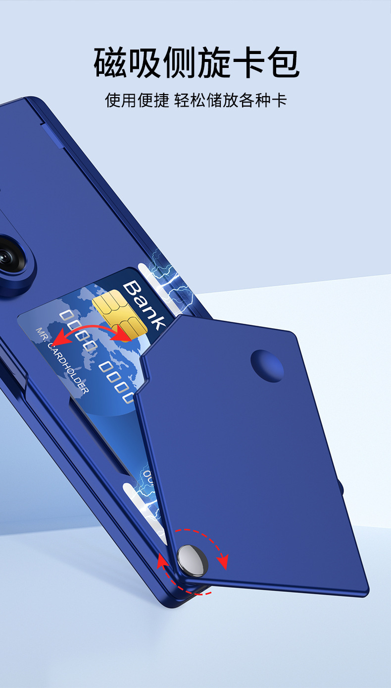 Compatible with Samsung Z Fold7 phone case, rotating card holder, magnetic hinge, full-coverage drop-proof protective case