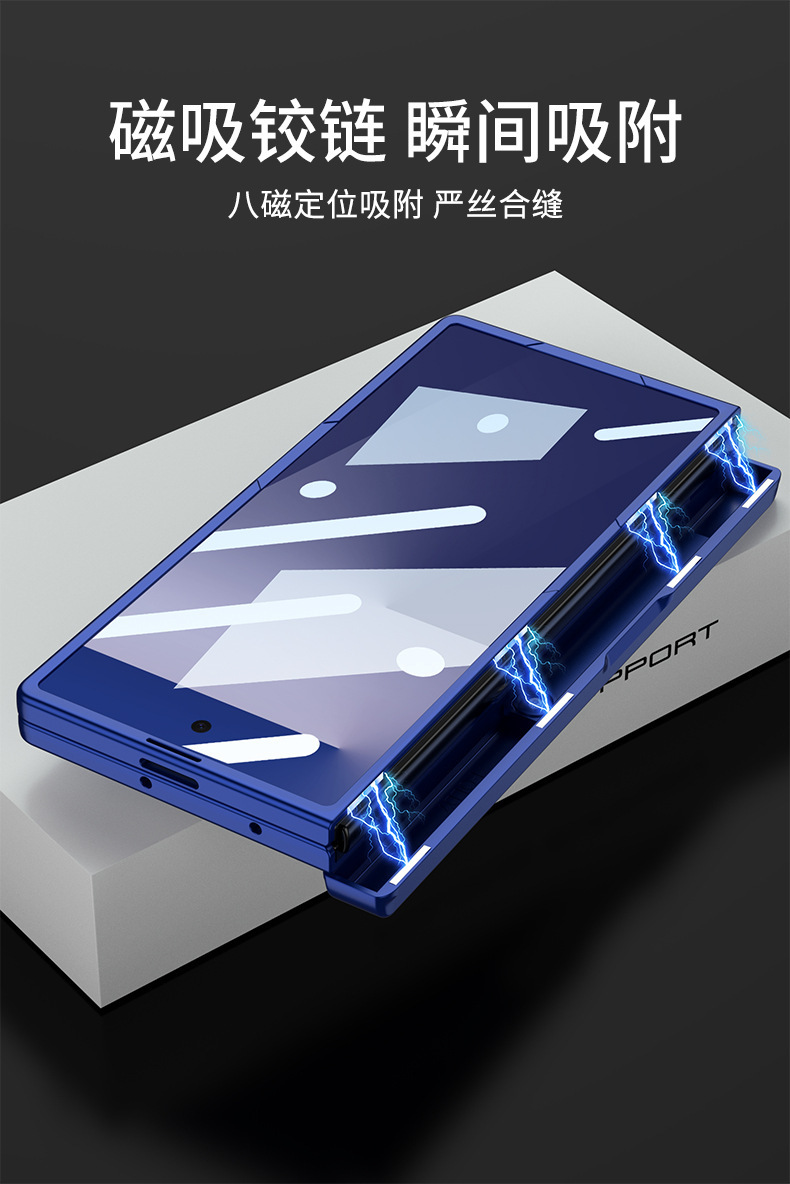 Compatible with Samsung Z Fold7 phone case, rotating card holder, magnetic hinge, full-coverage drop-proof protective case