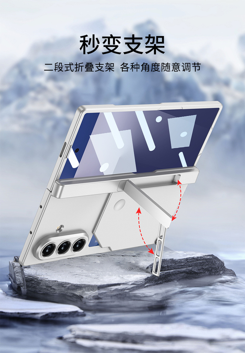 Compatible with Samsung Z Fold7 phone case, rotating card holder, magnetic hinge, full-coverage drop-proof protective case