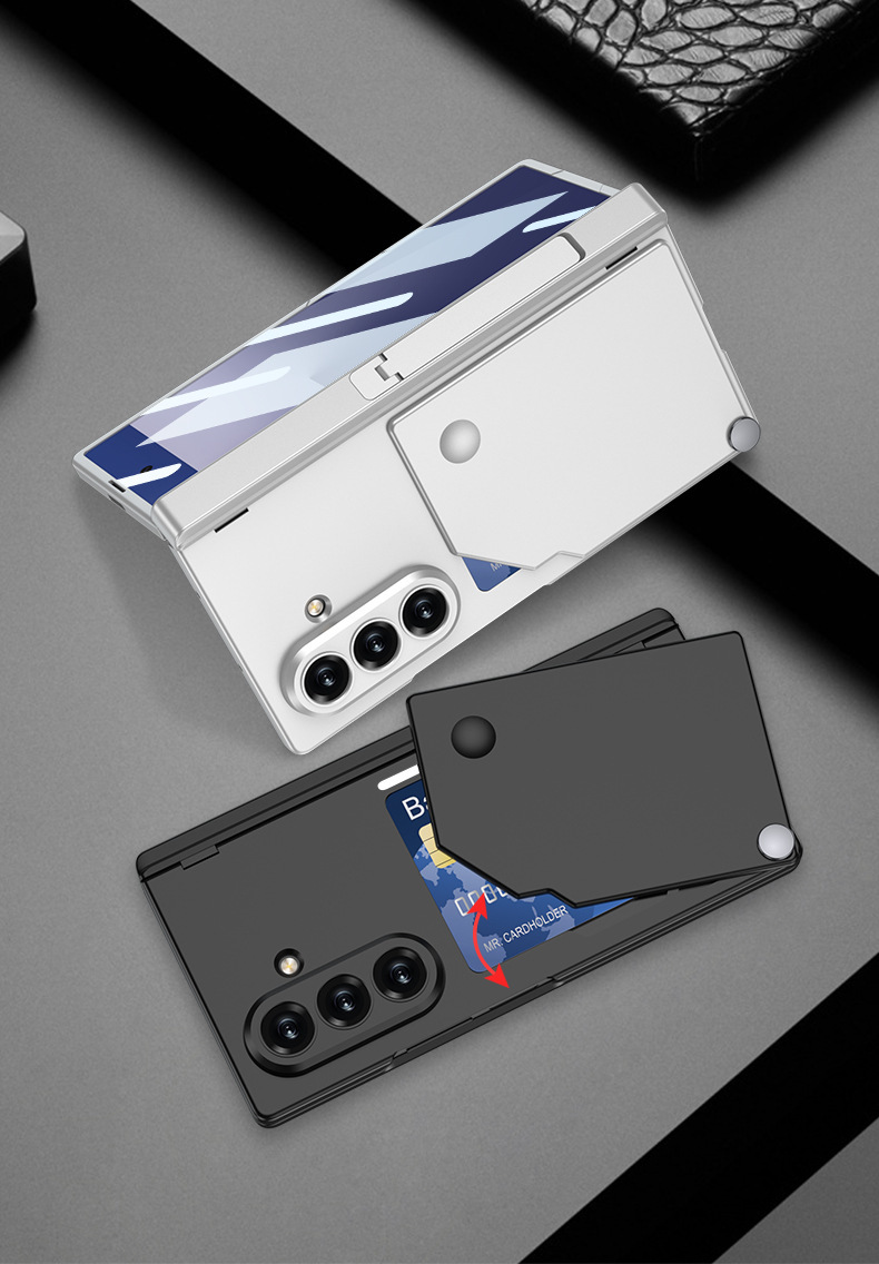 Compatible with Samsung Z Fold7 phone case, rotating card holder, magnetic hinge, full-coverage drop-proof protective case