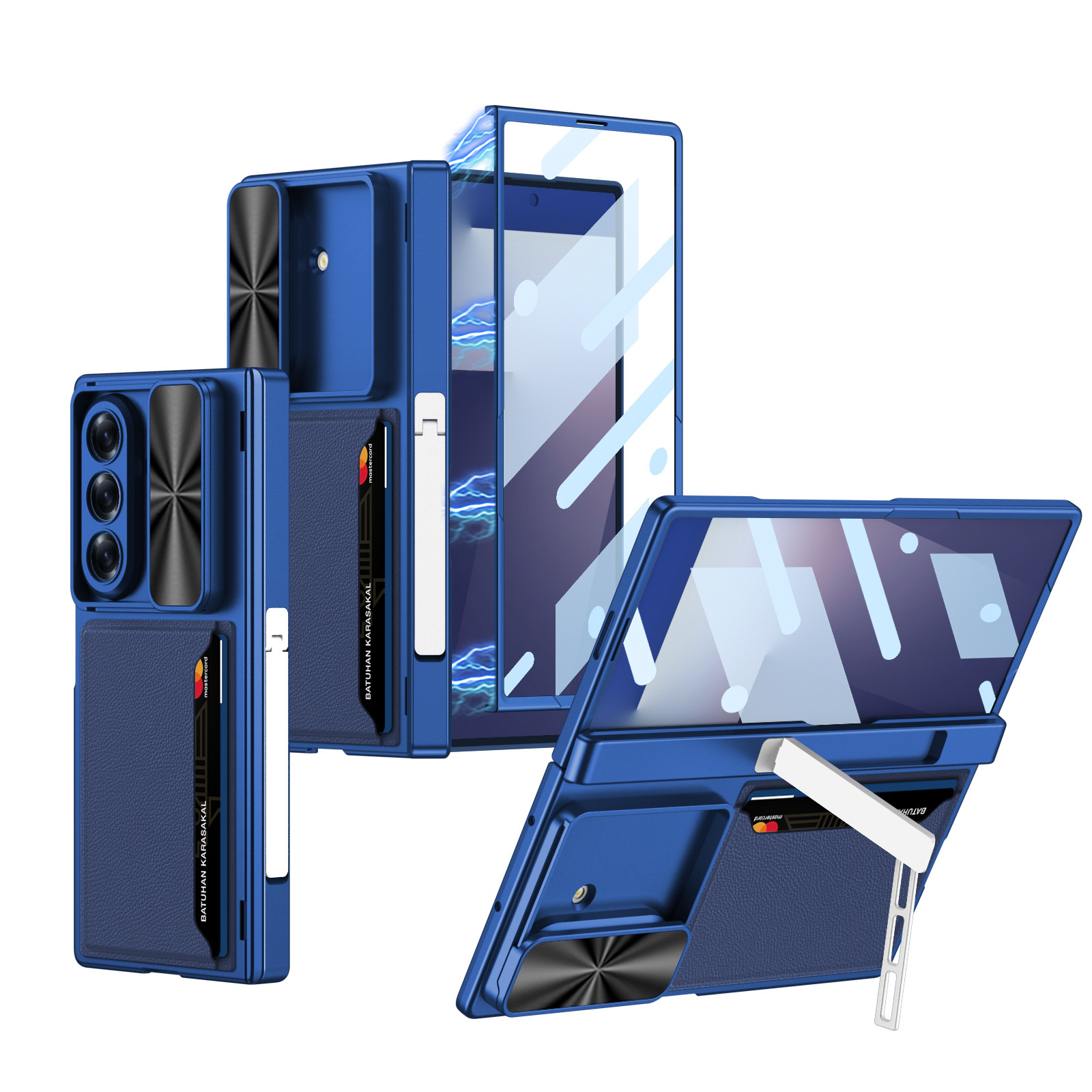 Compatible Samsung Z Fold7 phone case, magnetic hinge bracket, card holder, sliding window lens case, full-coverage protective case