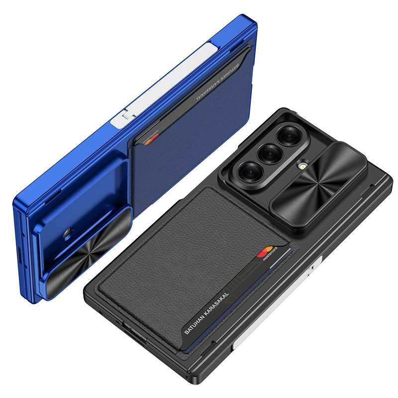 Compatible Samsung Z Fold7 phone case, magnetic hinge bracket, card holder, sliding window lens case, full-coverage protective case