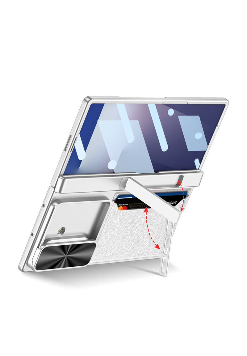 Compatible Samsung Z Fold7 phone case, magnetic hinge bracket, card holder, sliding window lens case, full-coverage protective case