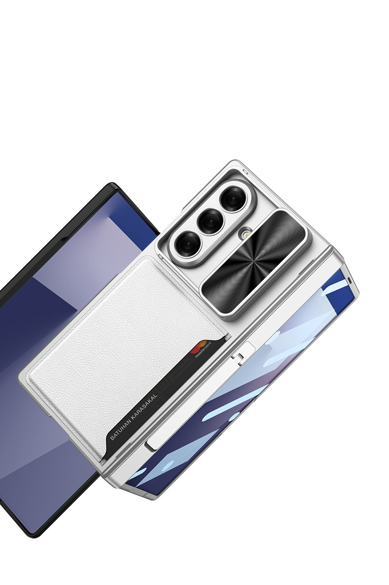 Compatible Samsung Z Fold7 phone case, magnetic hinge bracket, card holder, sliding window lens case, full-coverage protective case