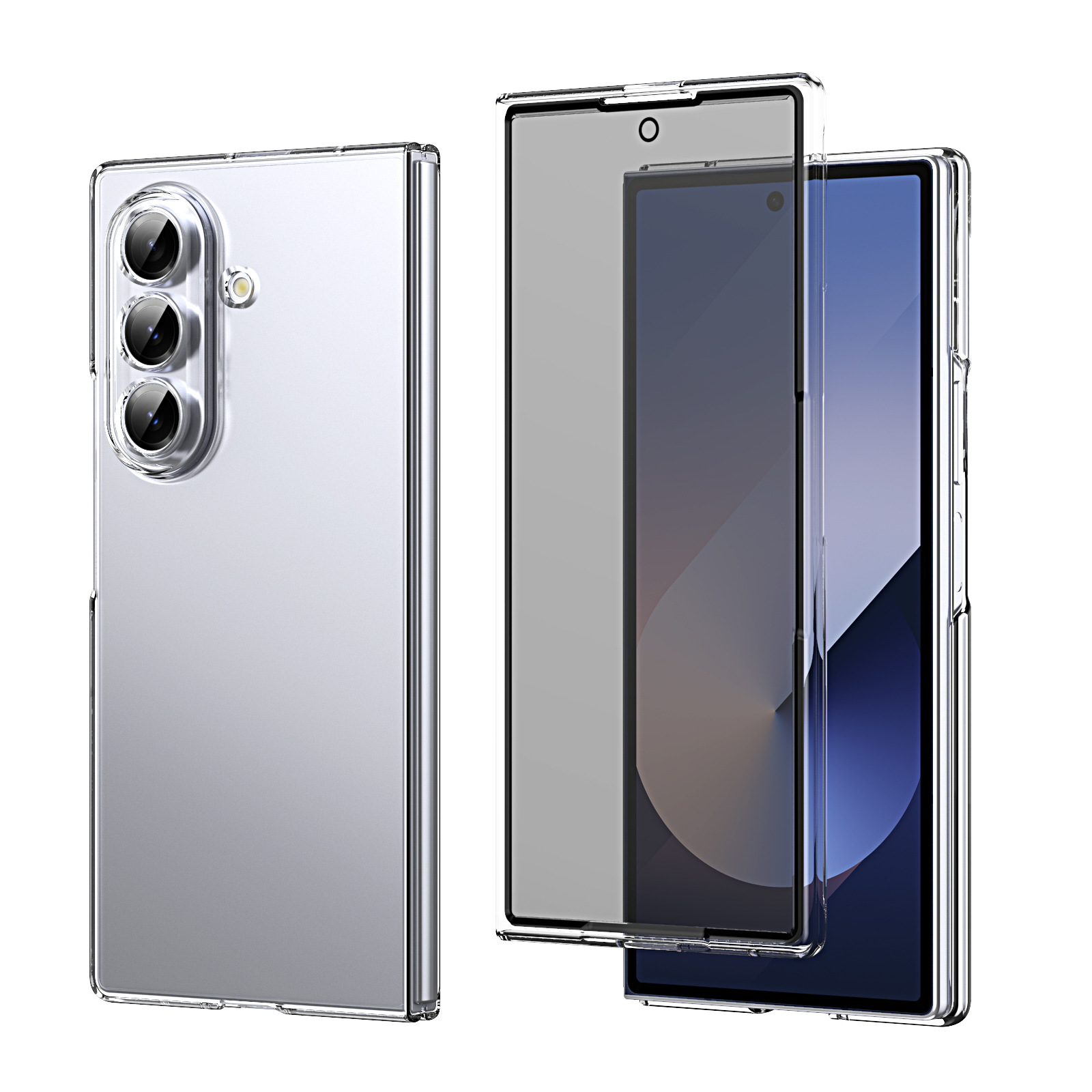 Compatible with Samsung Z Fod7 transparent phone case, foldable screen privacy case, screen protector, wireless charging, magnetic attachment, ultra-thin protection