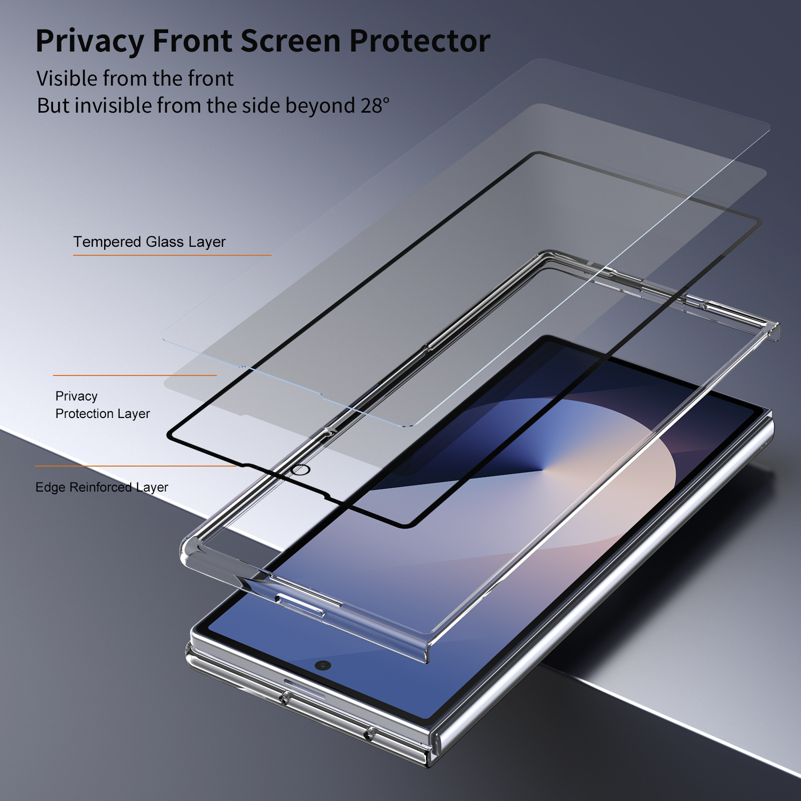Compatible with Samsung Z Fod7 transparent phone case, foldable screen privacy case, screen protector, wireless charging, magnetic attachment, ultra-thin protection