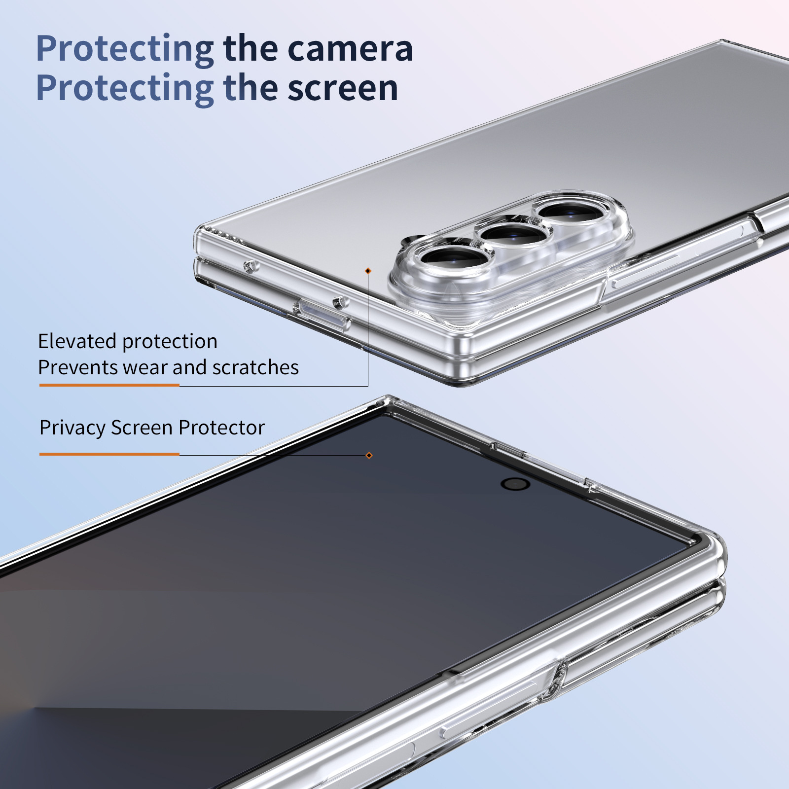 Compatible with Samsung Z Fod7 transparent phone case, foldable screen privacy case, screen protector, wireless charging, magnetic attachment, ultra-thin protection