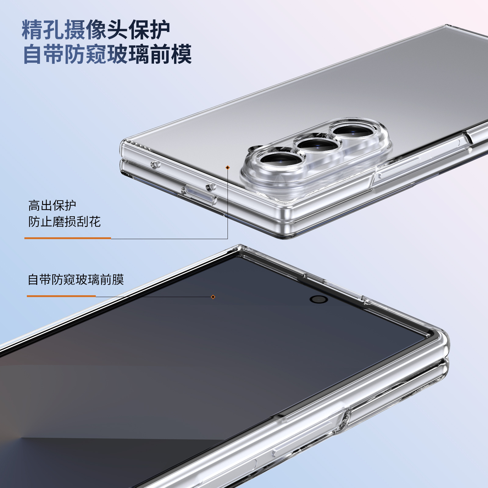 Compatible with Samsung Z Fod7 transparent phone case, foldable screen privacy case, screen protector, wireless charging, magnetic attachment, ultra-thin protection