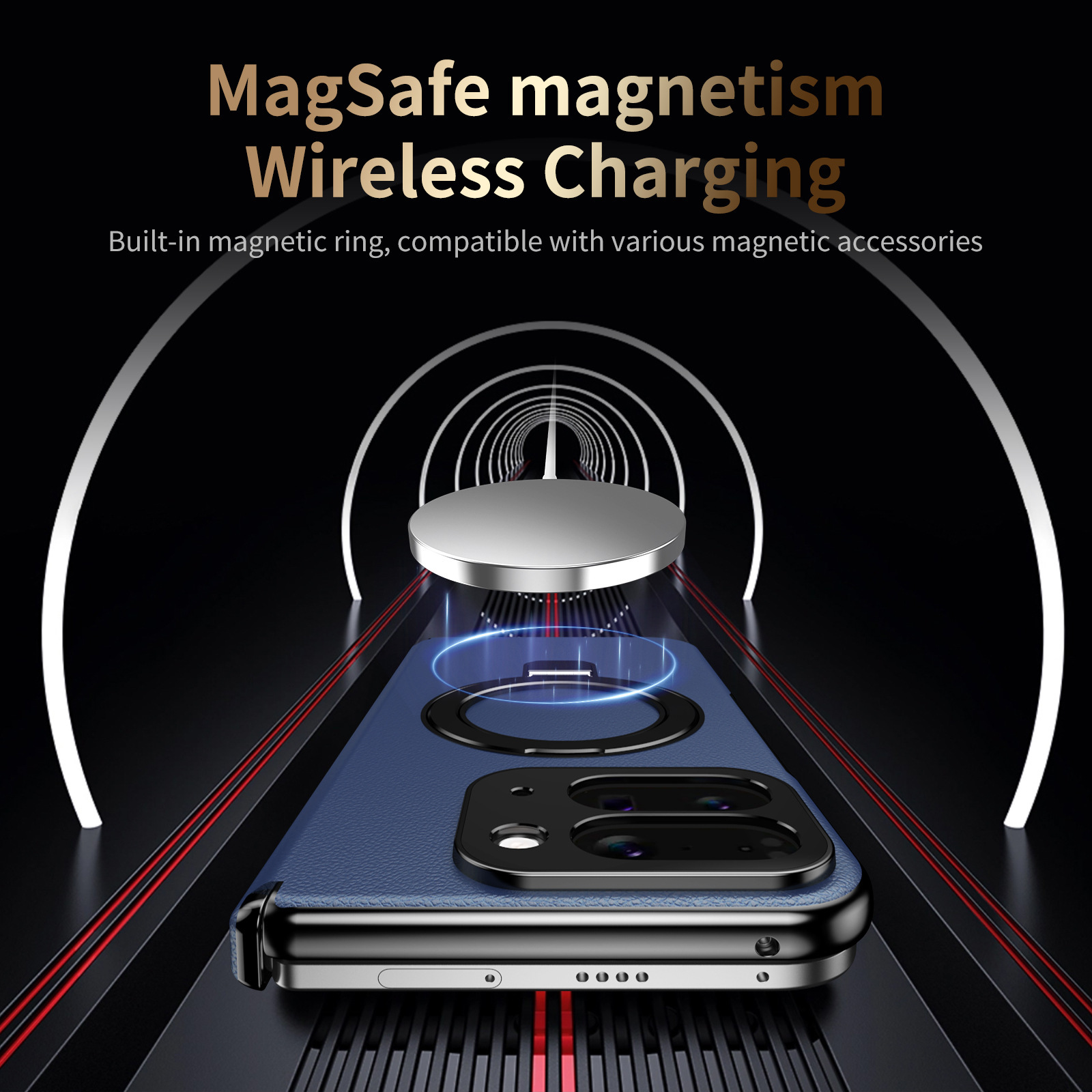 Compatible with Google Pixel 10/9 Fold phone case, magnetic ring holder, hinge case, full-coverage protective case.