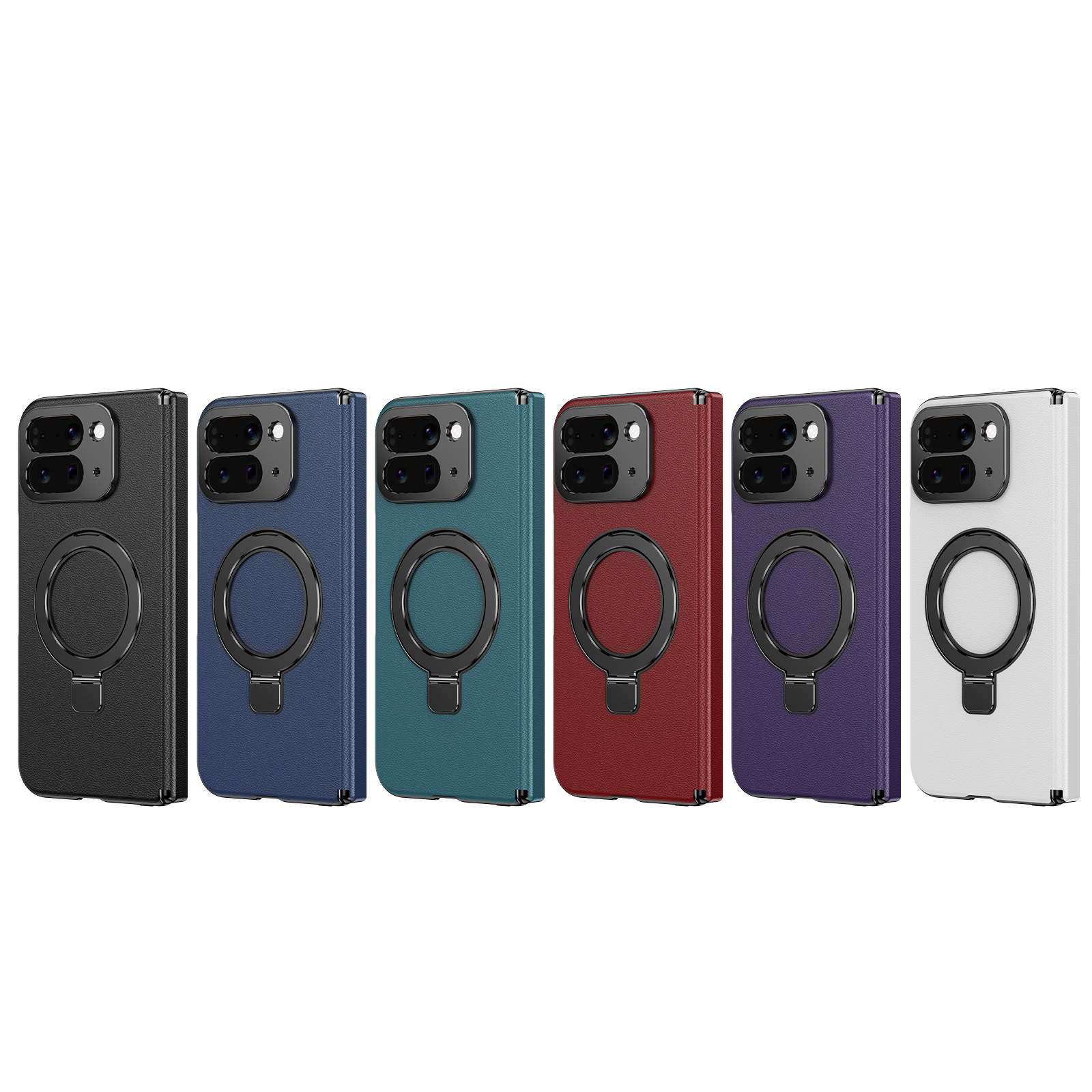 Compatible with Google Pixel 10/9 Fold phone case, magnetic ring holder, hinge case, full-coverage protective case.