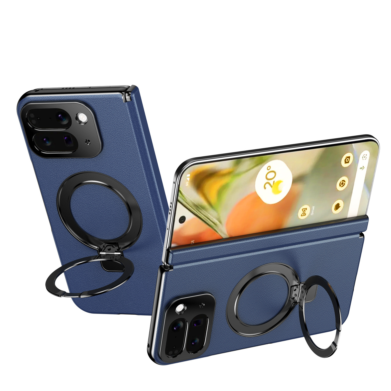 Compatible with Google Pixel 10/9 Fold phone case, magnetic ring holder, hinge case, full-coverage protective case.