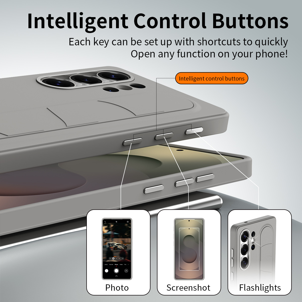 Compatible with Samsung S26 Ultra phone case, S25U official smart button, S24P silicone wrist strap, and S23U protective case.
