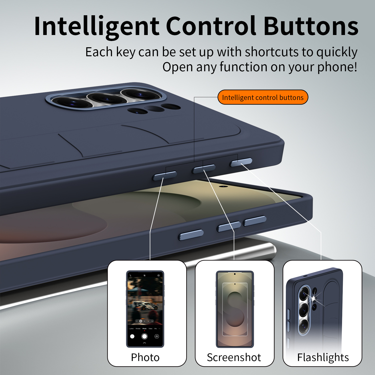 Compatible with Samsung S26 Ultra phone case, S25U official smart button, S24P silicone wrist strap, and S23U protective case.