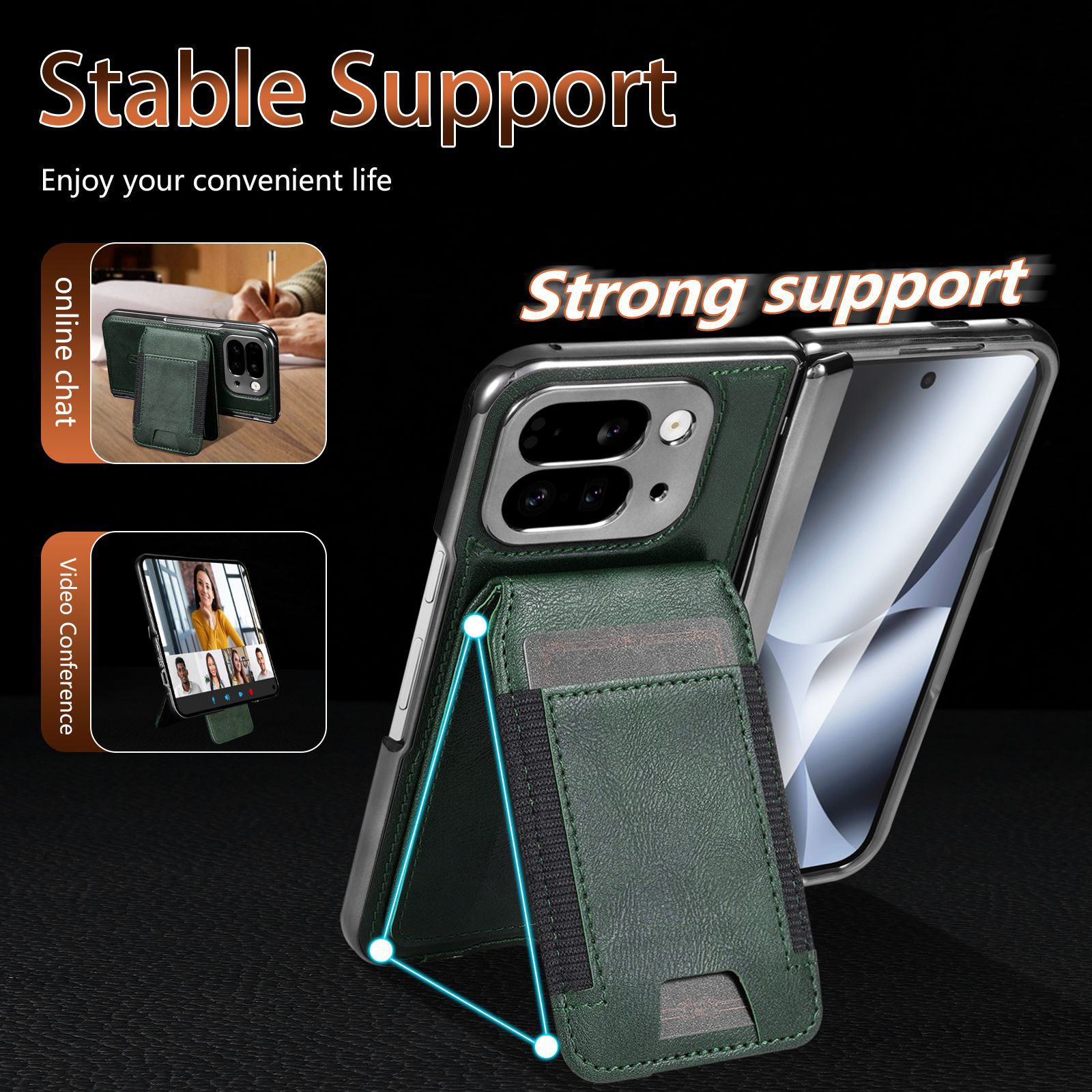 Compatible with Google Pixel 10 Fold folding phone case, 9Fold magnetic card holder stand hinge case film full coverage