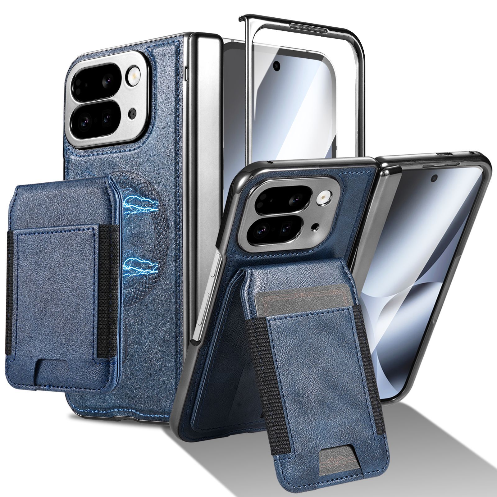 Compatible with Google Pixel 10 Fold folding phone case, 9Fold magnetic card holder stand hinge case film full coverage