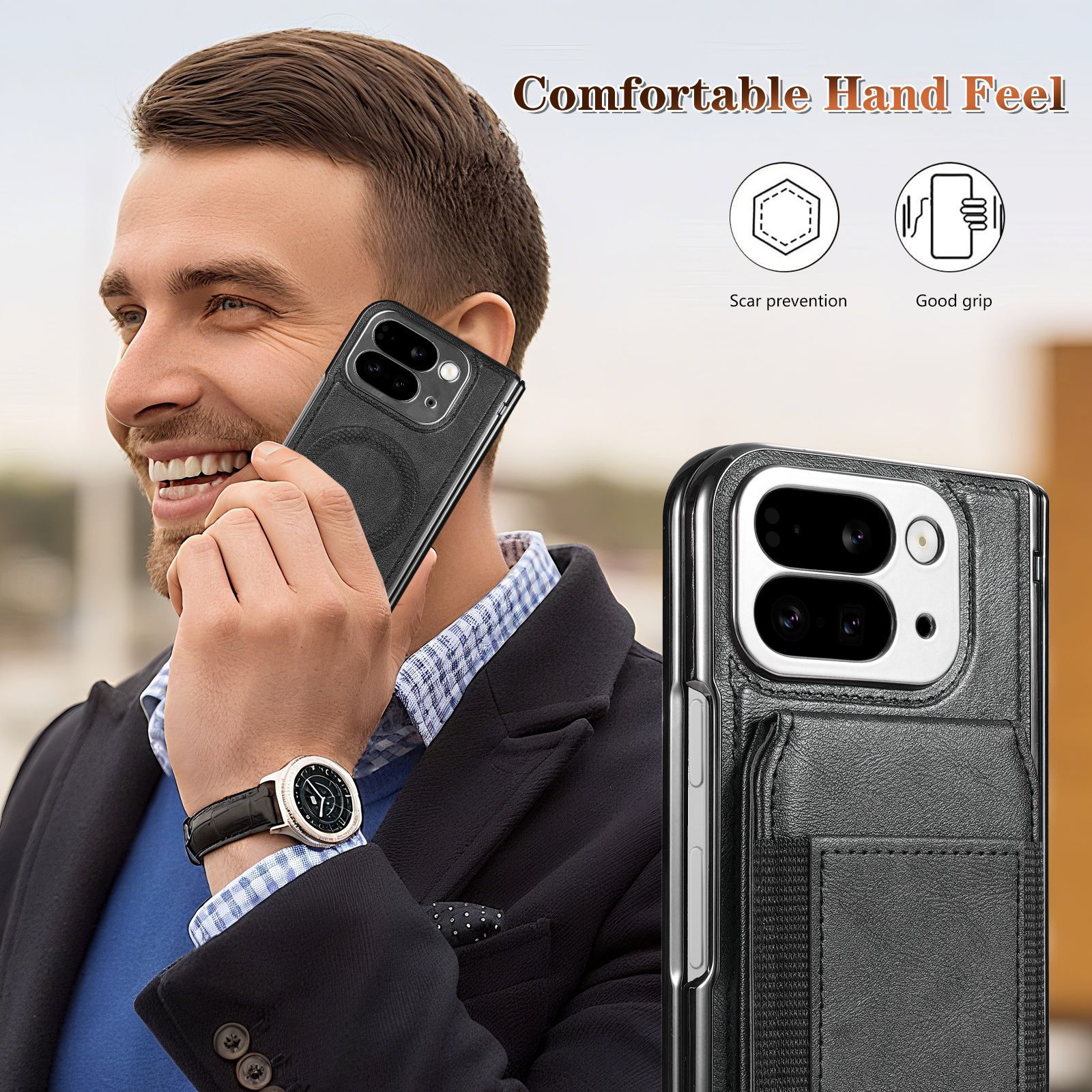 Compatible with Google Pixel 10 Fold folding phone case, 9Fold magnetic card holder stand hinge case film full coverage