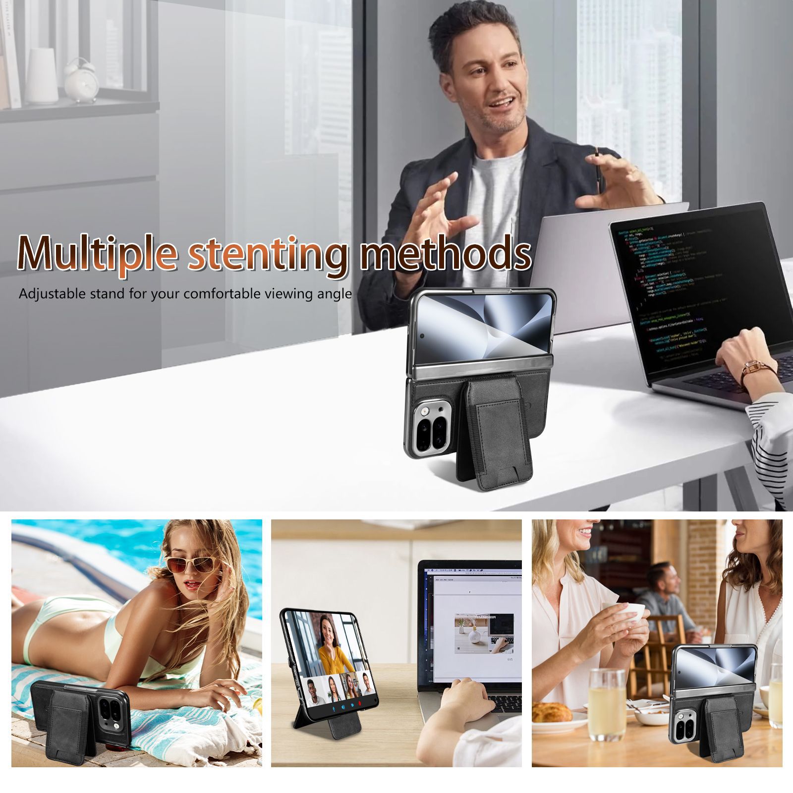 Compatible with Google Pixel 10 Fold folding phone case, 9Fold magnetic card holder stand hinge case film full coverage