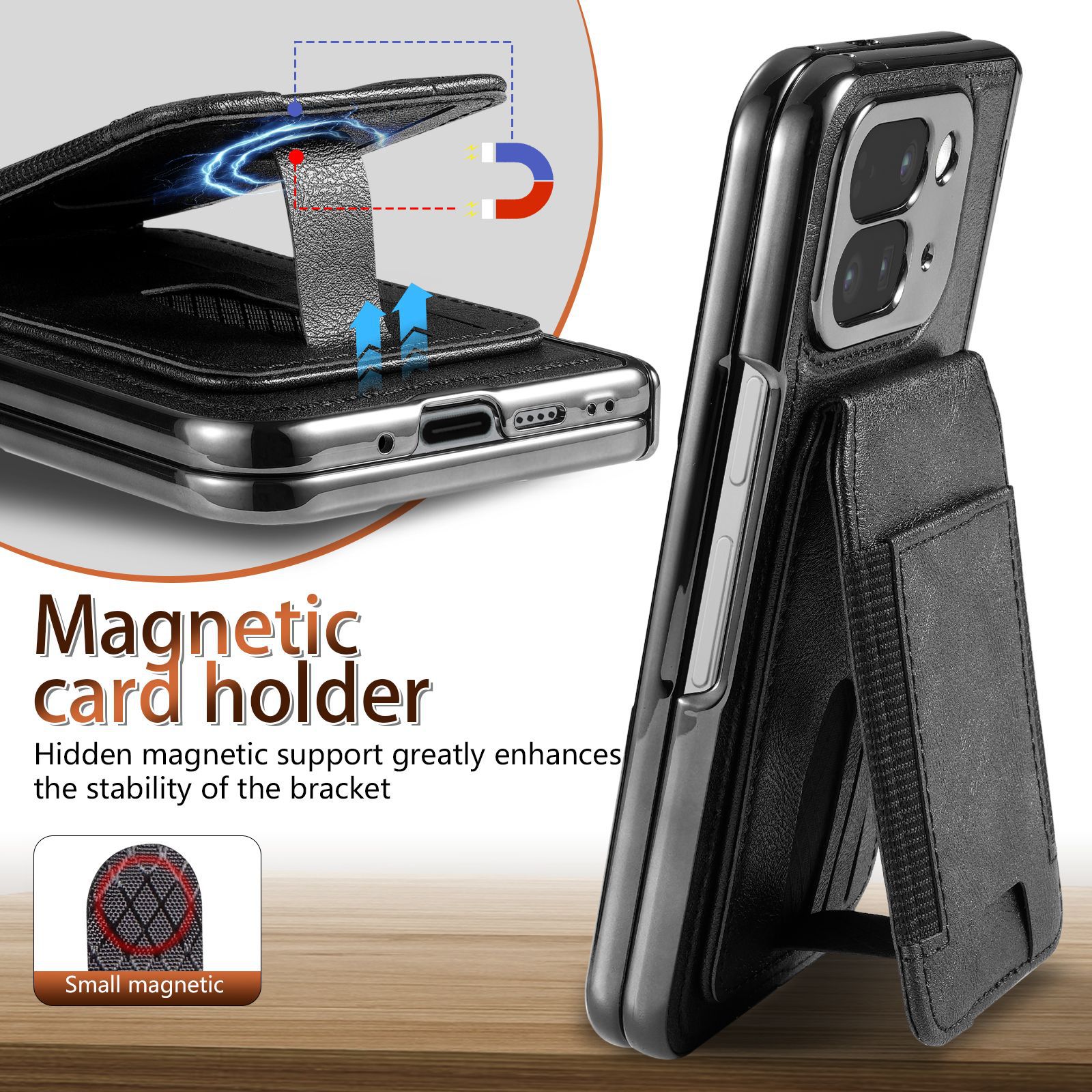 Compatible with Google Pixel 10 Fold folding phone case, 9Fold magnetic card holder stand hinge case film full coverage