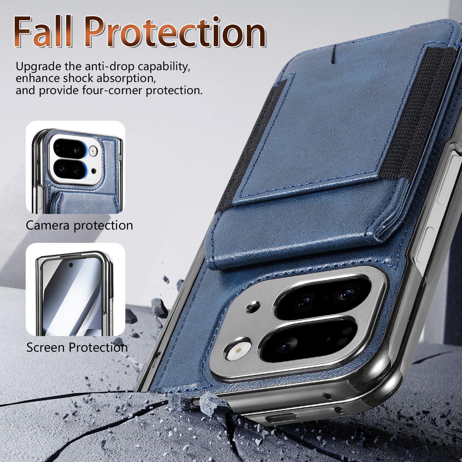 Compatible with Google Pixel 10 Fold folding phone case, 9Fold magnetic card holder stand hinge case film full coverage
