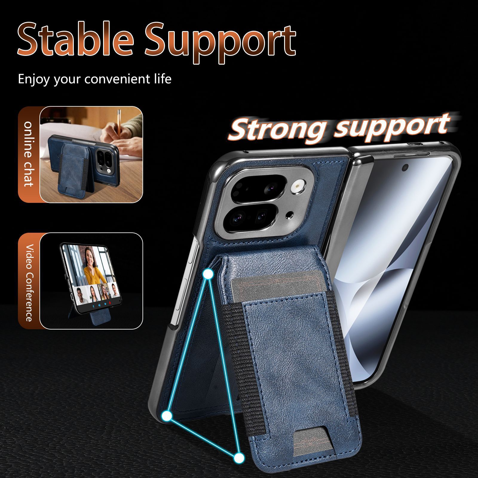 Compatible with Google Pixel 10 Fold folding phone case, 9Fold magnetic card holder stand hinge case film full coverage