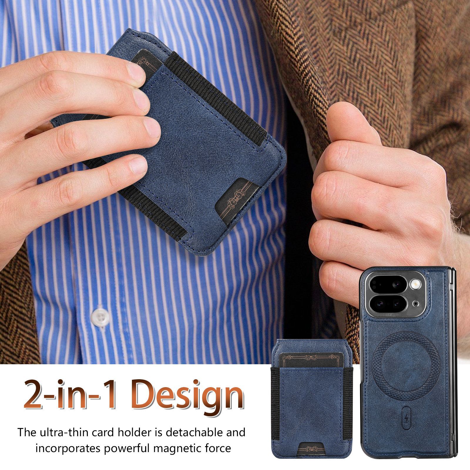Compatible with Google Pixel 10 Fold folding phone case, 9Fold magnetic card holder stand hinge case film full coverage