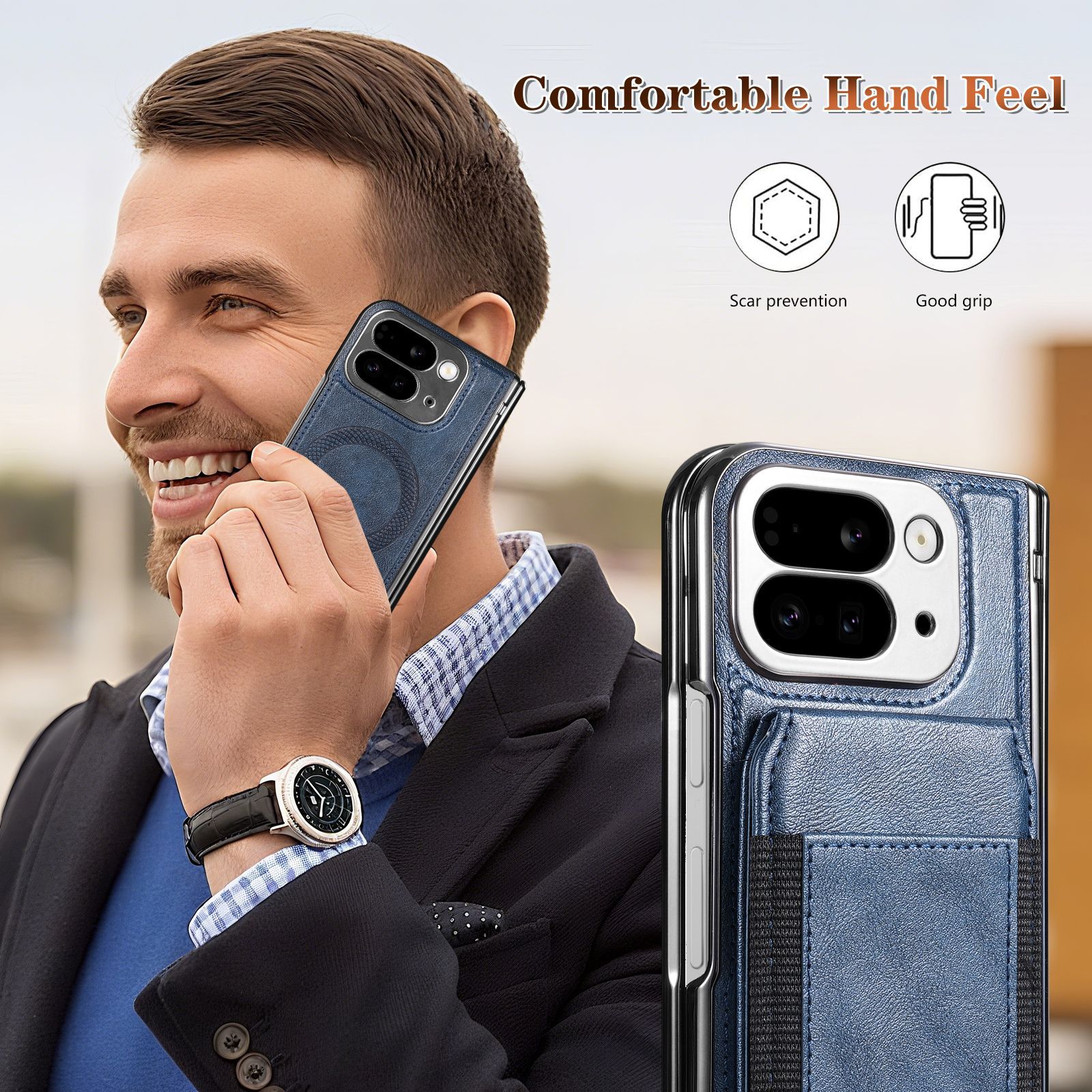 Compatible with Google Pixel 10 Fold folding phone case, 9Fold magnetic card holder stand hinge case film full coverage