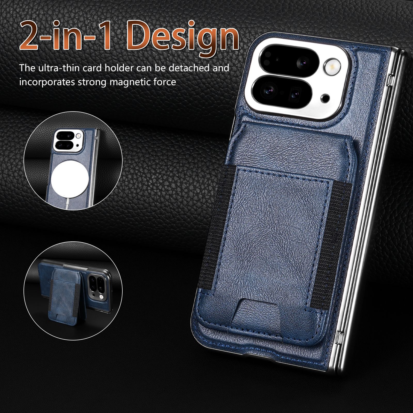 Compatible with Google Pixel 10 Fold folding phone case, 9Fold magnetic card holder stand hinge case film full coverage