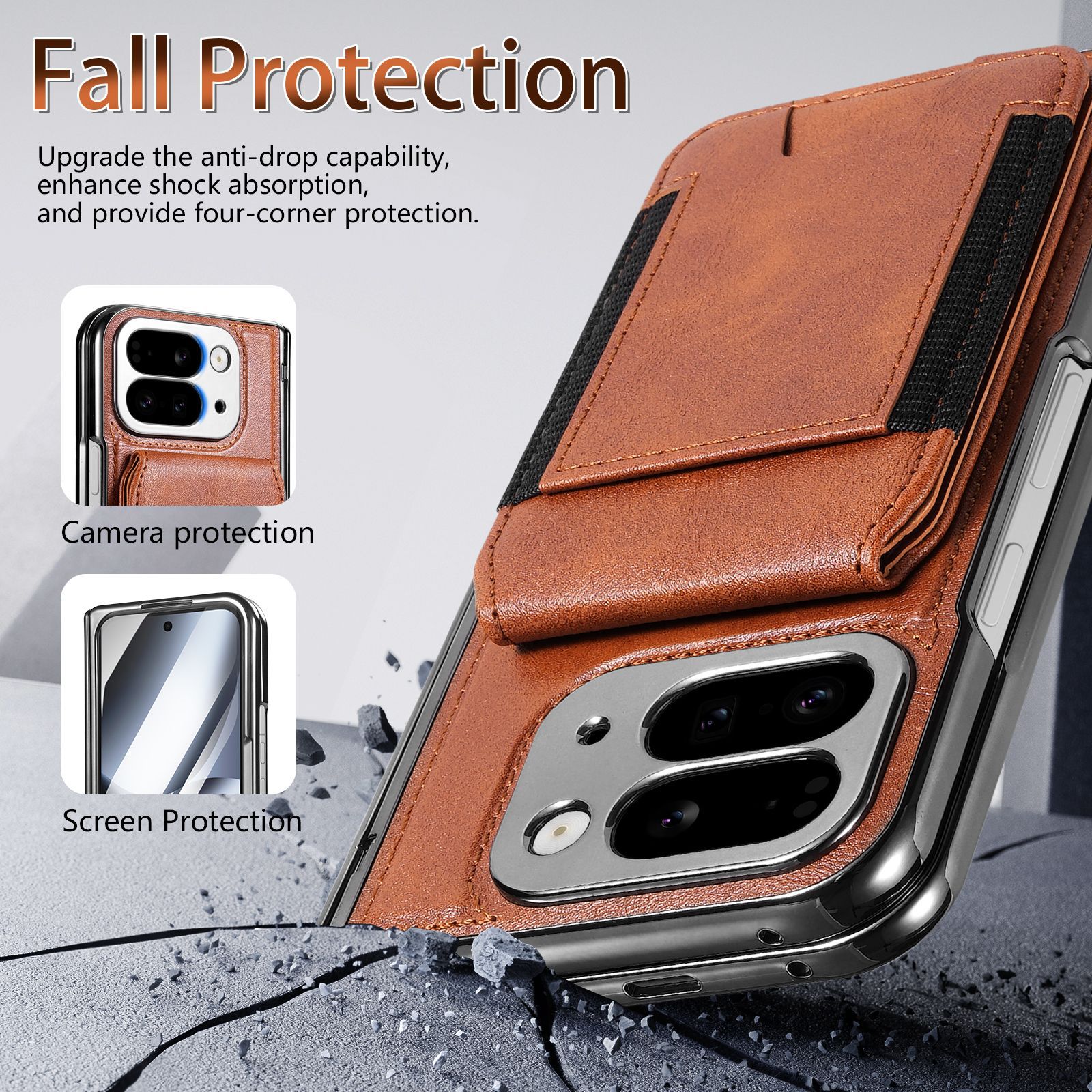 Compatible with Google Pixel 10 Fold folding phone case, 9Fold magnetic card holder stand hinge case film full coverage