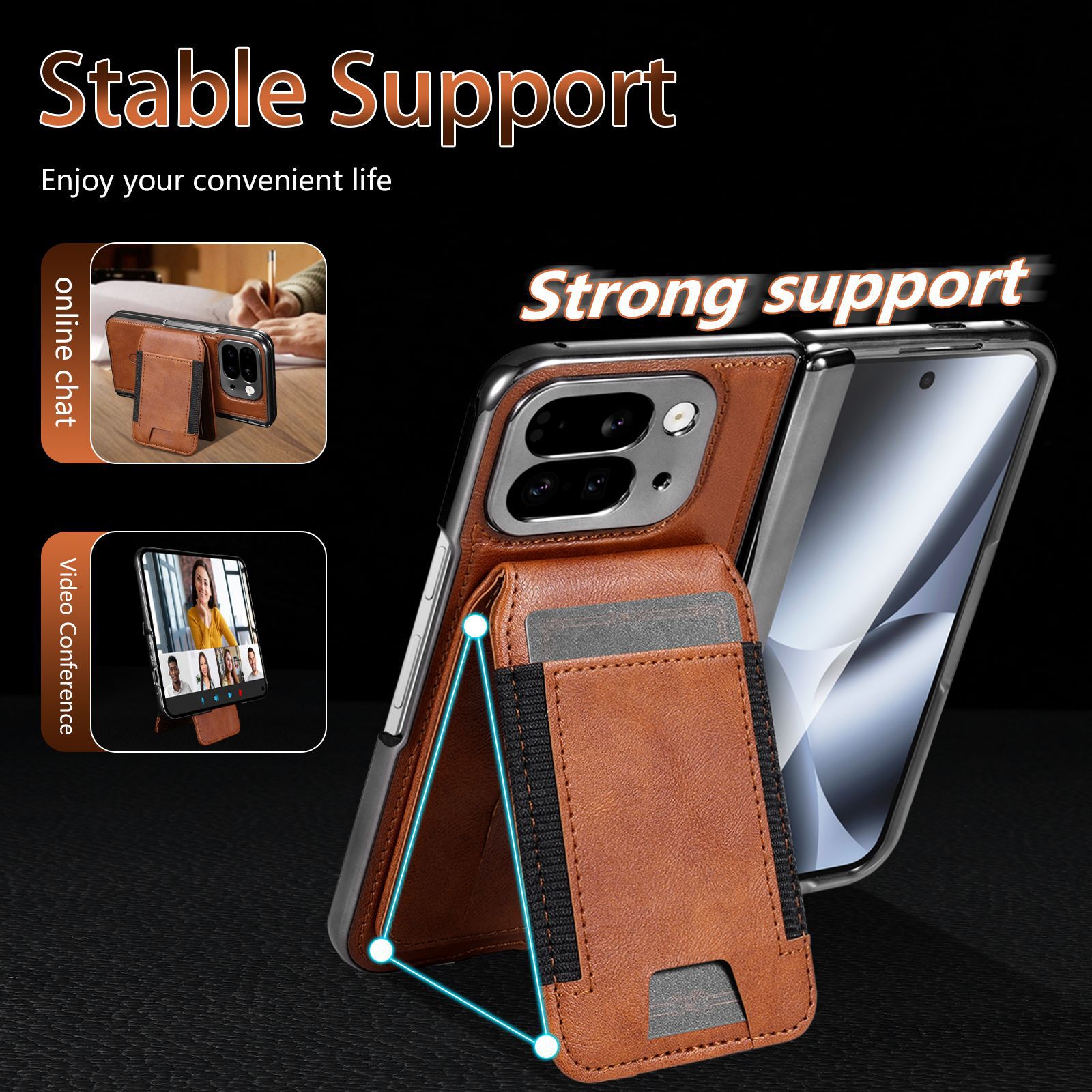 Compatible with Google Pixel 10 Fold folding phone case, 9Fold magnetic card holder stand hinge case film full coverage