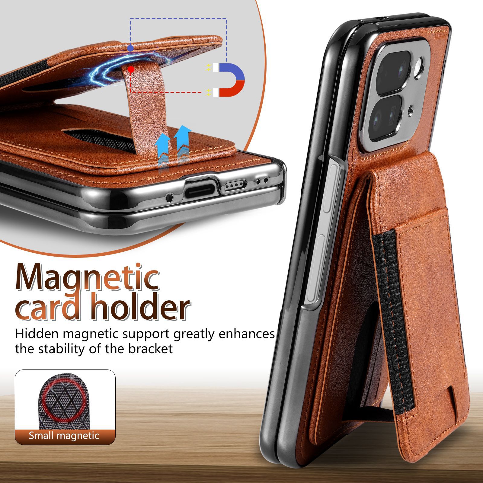 Compatible with Google Pixel 10 Fold folding phone case, 9Fold magnetic card holder stand hinge case film full coverage