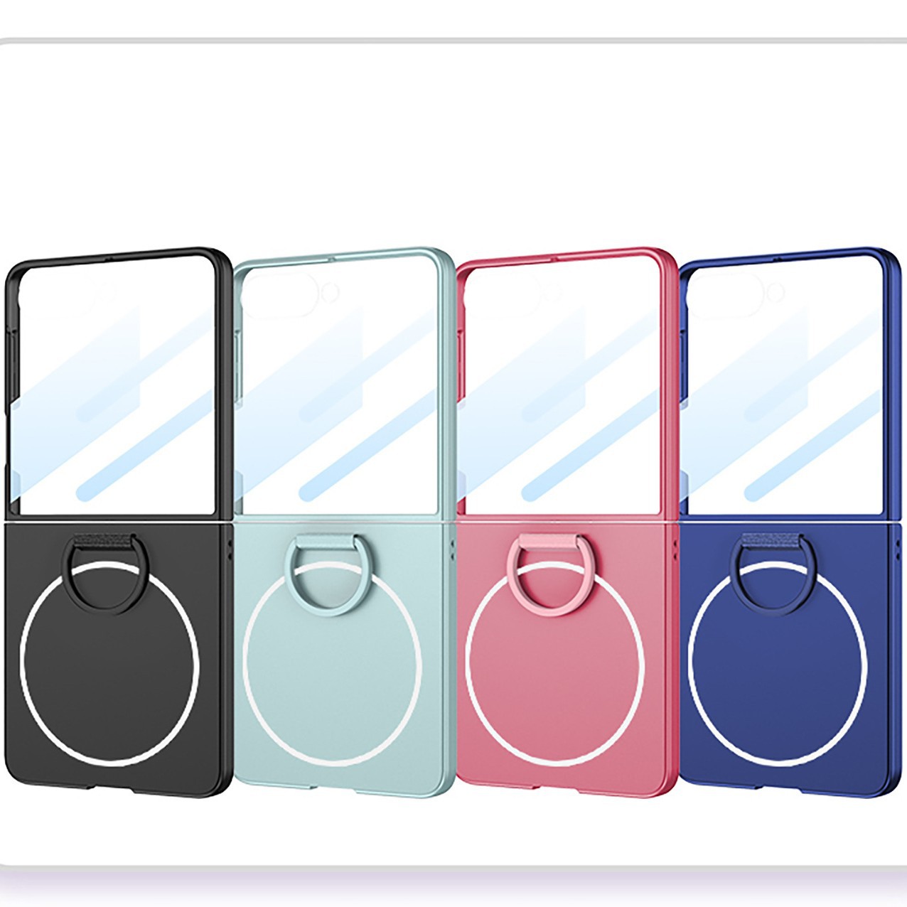 Compatible with Samsung Z Flip 7/6 phone case, built-in magnetic case, integrated D-ring, foldable screen, drop-proof protective case.
