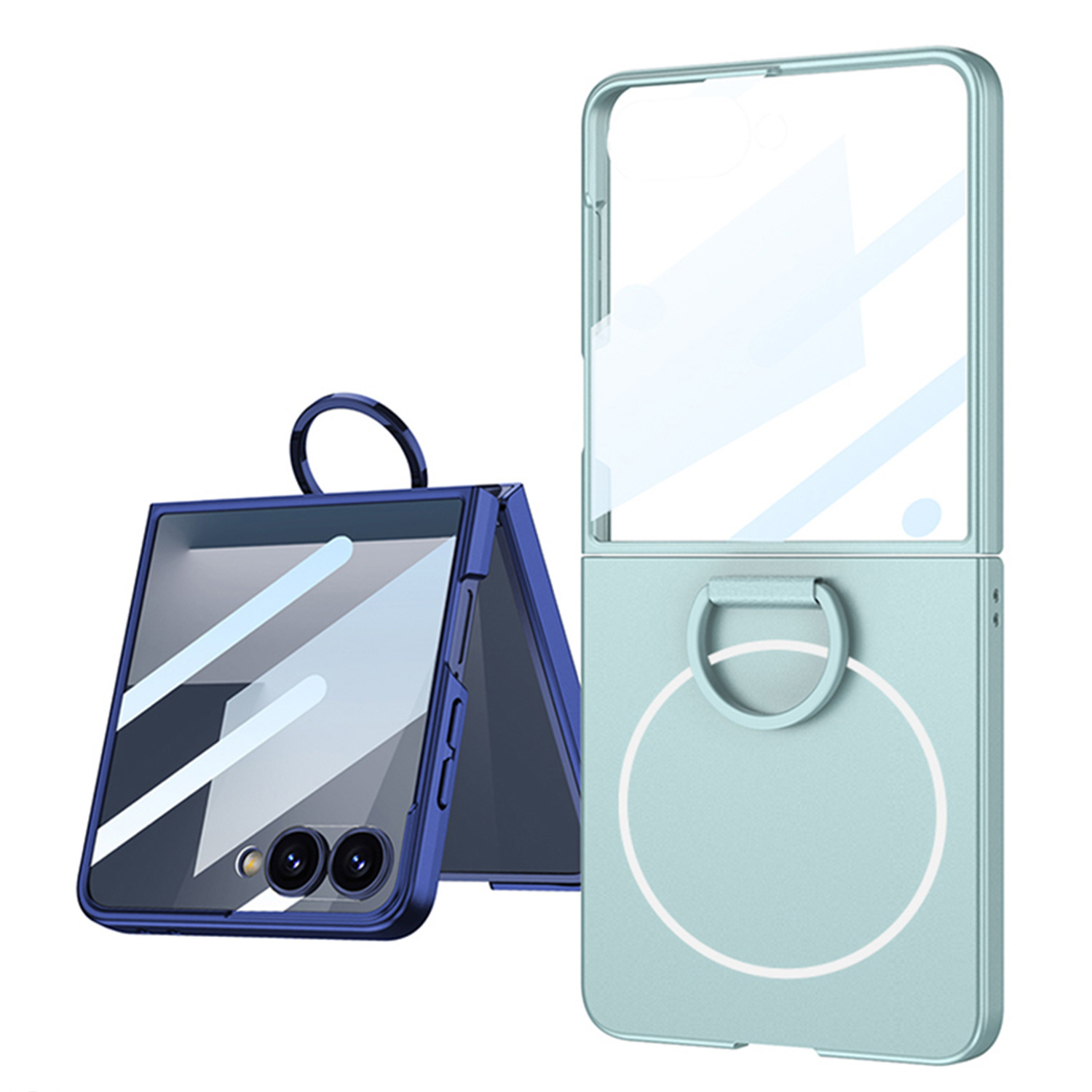 Compatible with Samsung Z Flip 7/6 phone case, built-in magnetic case, integrated D-ring, foldable screen, drop-proof protective case.