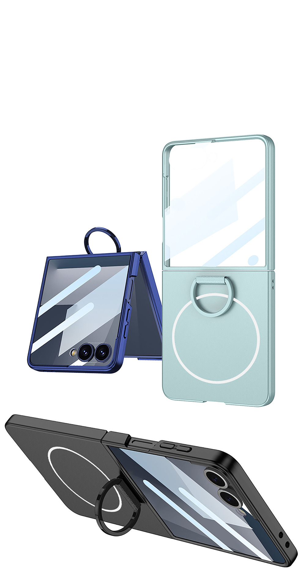 Compatible with Samsung Z Flip 7/6 phone case, built-in magnetic case, integrated D-ring, foldable screen, drop-proof protective case.