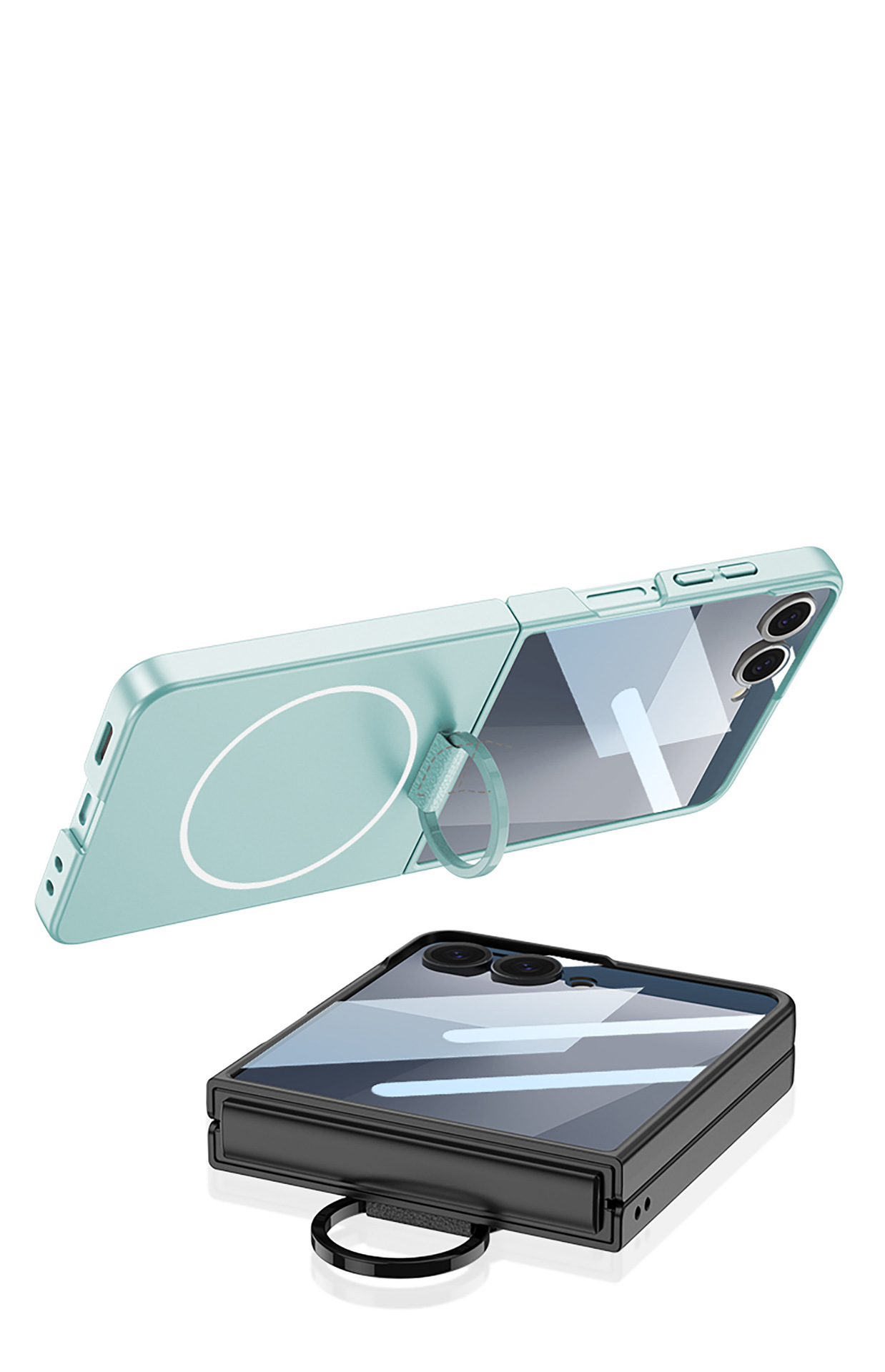 Compatible with Samsung Z Flip 7/6 phone case, built-in magnetic case, integrated D-ring, foldable screen, drop-proof protective case.